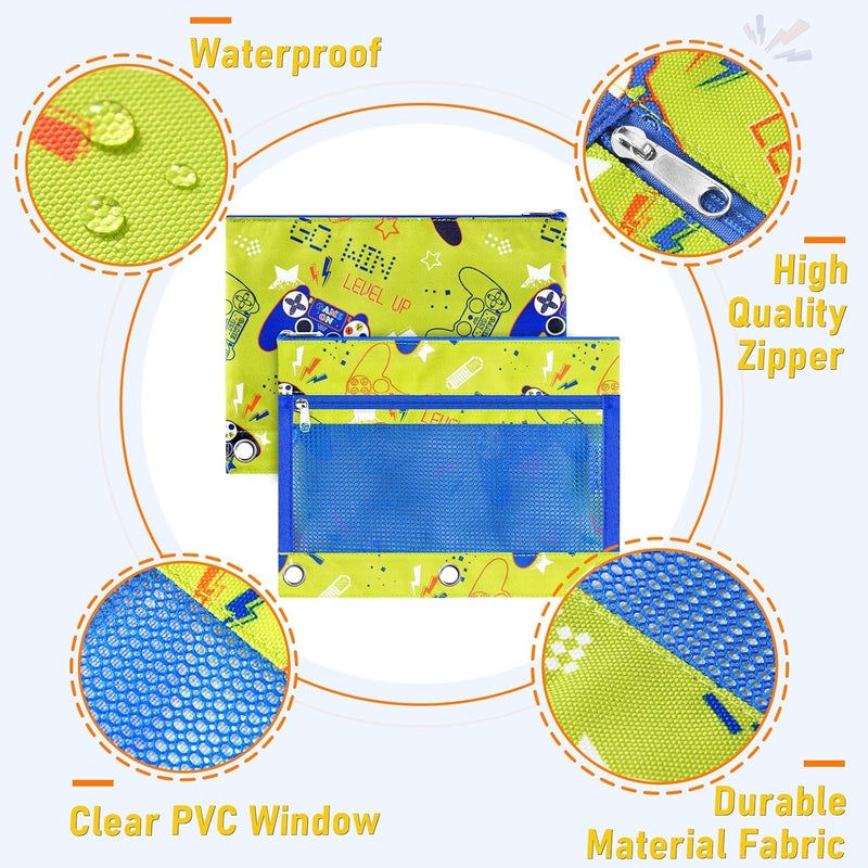 WAWSAM Game Pencil Pouch for 3 Ring Binder, Binder Pencil Pouches for boys with Zipper, Pencil Case with Clear Window, Cosmetic Bags for Office School College Supplies - Image 3